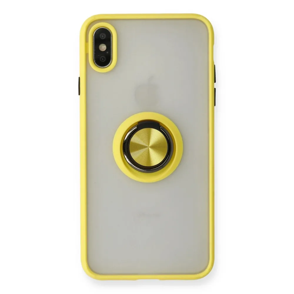 Newface Iphone X Kılıf Montreal Yüzüklü Silikon Kapak - Sarı