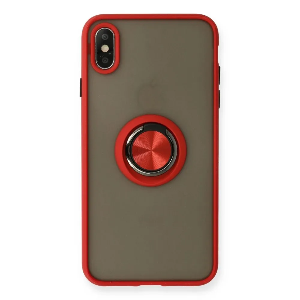Newface Iphone X Kılıf Montreal Yüzüklü Silikon Kapak - Kırmızı