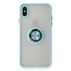 Newface Iphone X Kılıf Montreal Yüzüklü Silikon Kapak - Buz Mavi