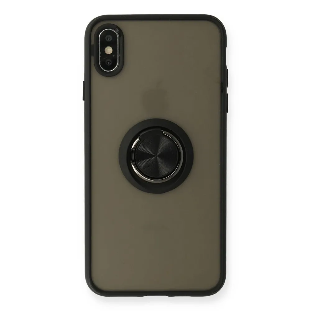 Newface Iphone Xs Max Kılıf Montreal Yüzüklü Silikon Kapak - Siyah