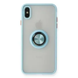 Newface Iphone Xs Max Kılıf Montreal Yüzüklü Silikon Kapak - Buz Mavi