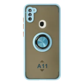 Newface Samsung Galaxy A11 Kılıf Montreal Yüzüklü Silikon Kapak - Buz Mavi