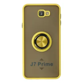 Newface Samsung Galaxy J7 Prime Kılıf Montreal Yüzüklü Silikon Kapak - Sarı