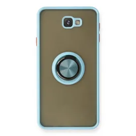 Newface Samsung Galaxy J7 Prime Kılıf Montreal Yüzüklü Silikon Kapak - Buz Mavi