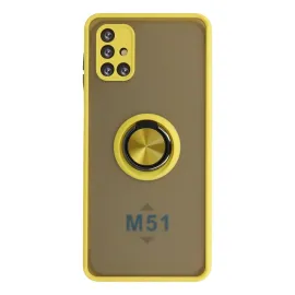 Newface Samsung Galaxy M51 Kılıf Montreal Yüzüklü Silikon Kapak - Sarı