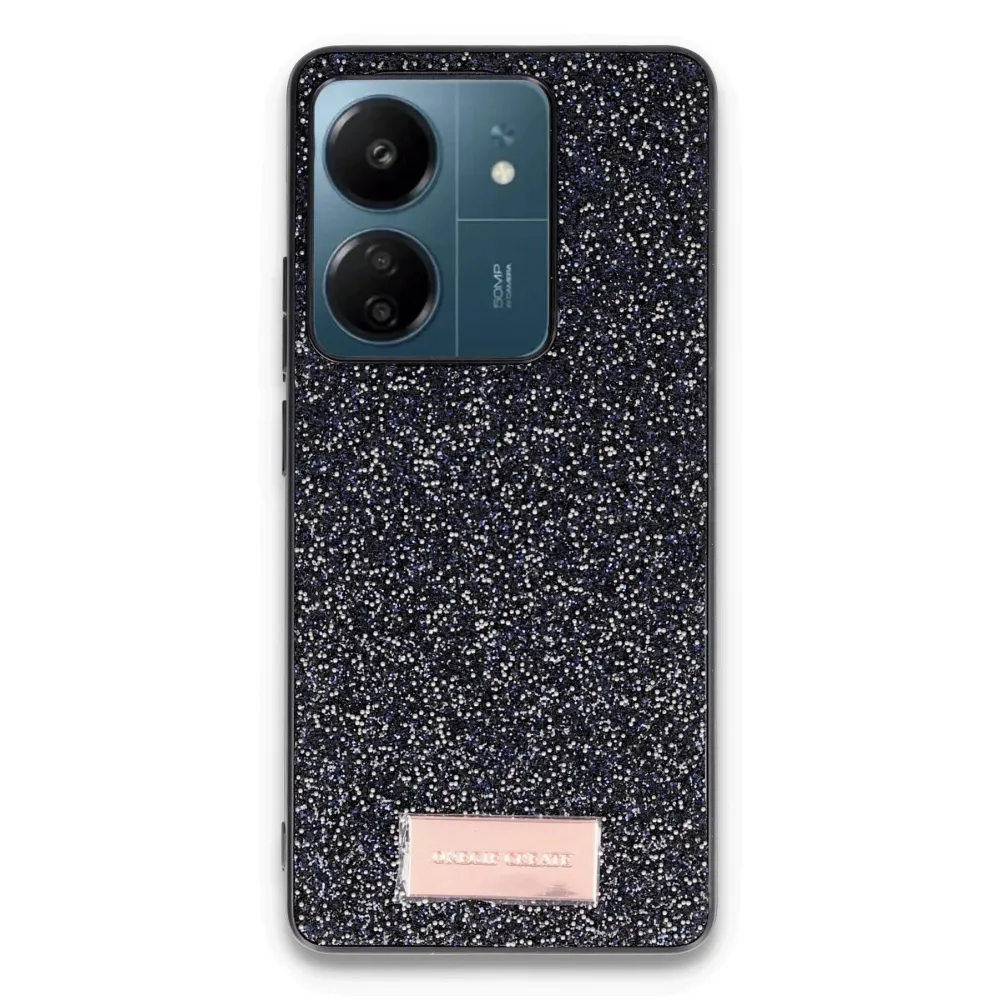 Onegif Xiaomi Redmi 13C Bright Simli Kapak - Siyah