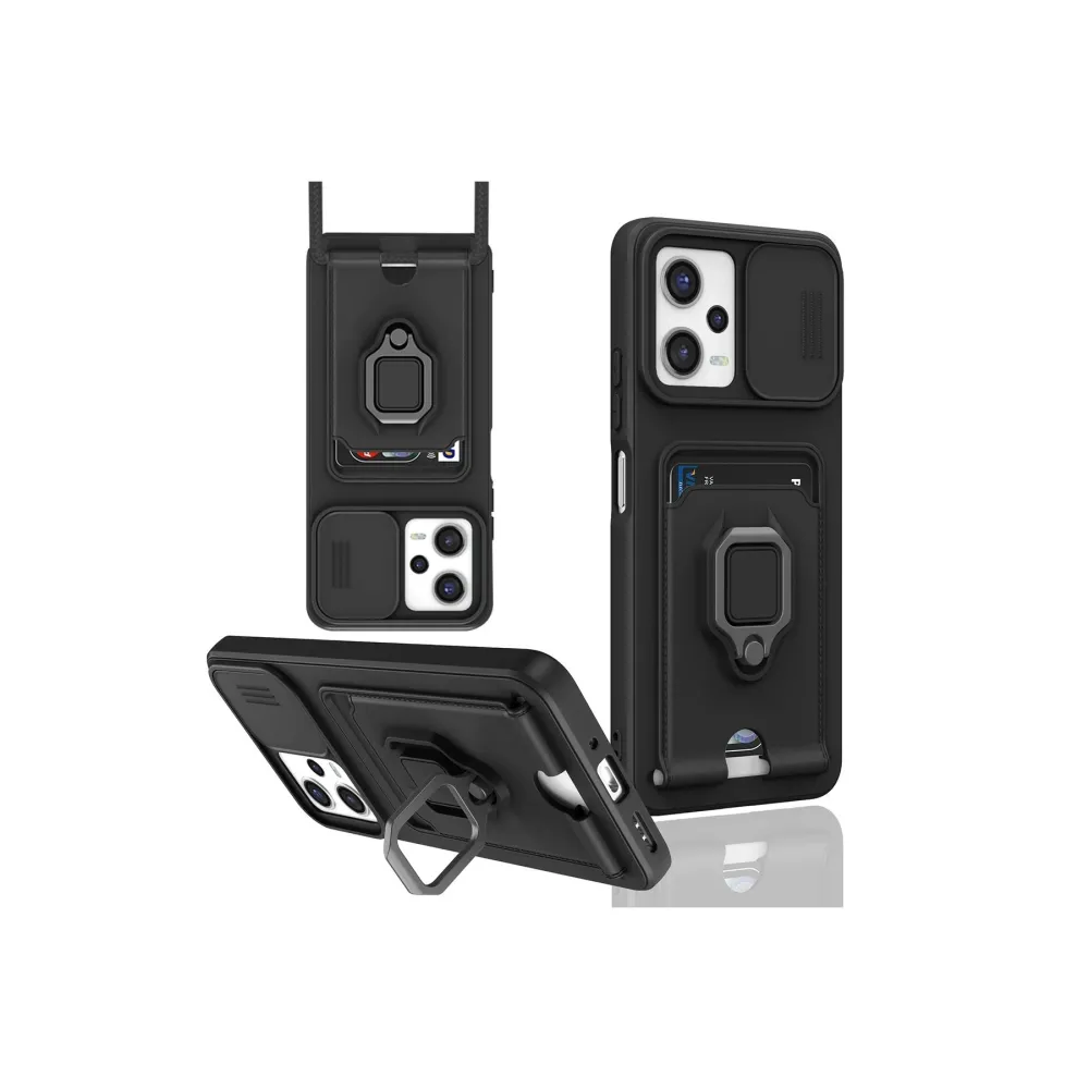 Newface Xiaomi Poco X5 5G Kılıf Zuma Kartvizitli Yüzüklü Silikon - Siyah