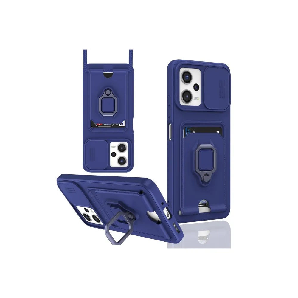 Newface Xiaomi Poco X5 5G Kılıf Zuma Kartvizitli Yüzüklü Silikon - Lacivert