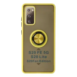Newface Samsung Galaxy S20 Fe Kılıf Montreal Yüzüklü Silikon Kapak - Sarı