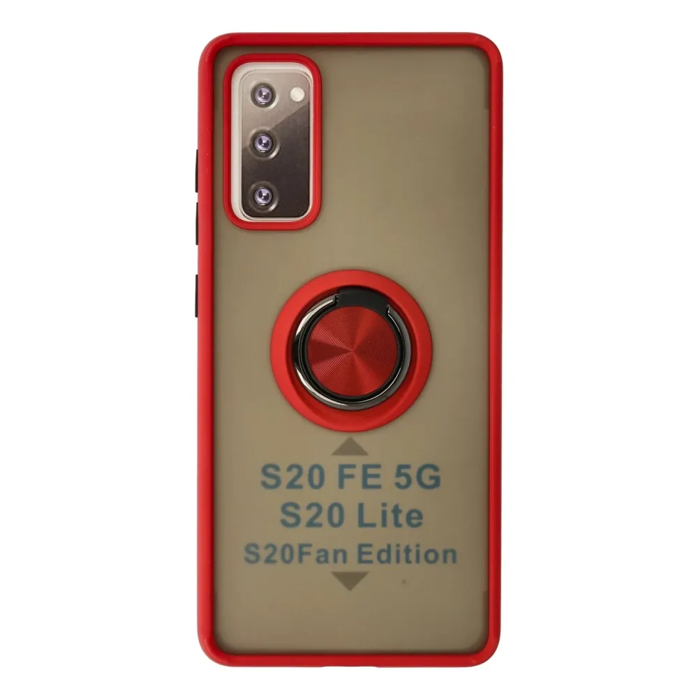 Newface Samsung Galaxy S20 Fe Kılıf Montreal Yüzüklü Silikon Kapak - Kırmızı