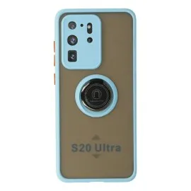 Newface Samsung Galaxy S20 Ultra Kılıf Montreal Yüzüklü Silikon Kapak - Buz Mavi