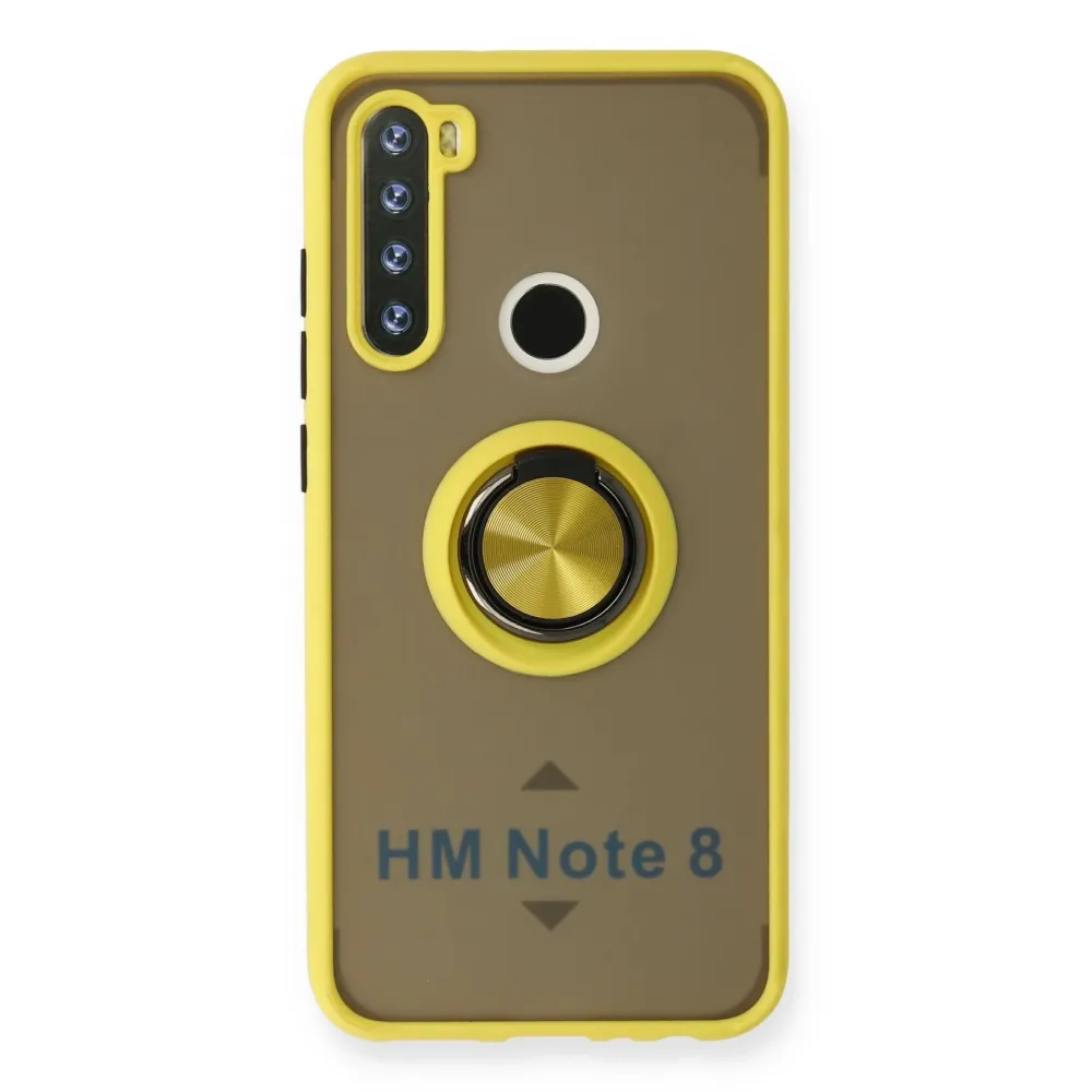 Newface Xiaomi Redmi Note 8 Kılıf Montreal Yüzüklü Silikon Kapak - Sarı