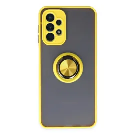 Newface Samsung Galaxy A23 4G Kılıf Montreal Yüzüklü Silikon Kapak - Sarı