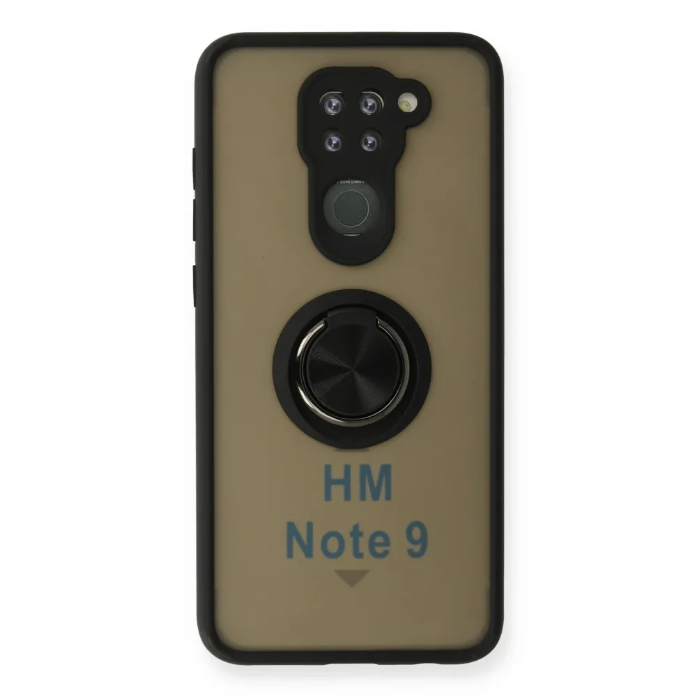 Newface Xiaomi Redmi Note 9 Kılıf Montreal Yüzüklü Silikon Kapak - Siyah
