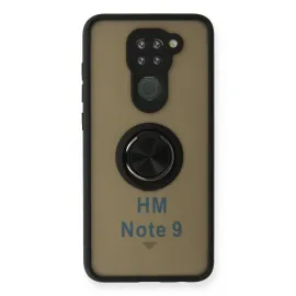 Newface Xiaomi Redmi Note 9 Kılıf Montreal Yüzüklü Silikon Kapak - Siyah