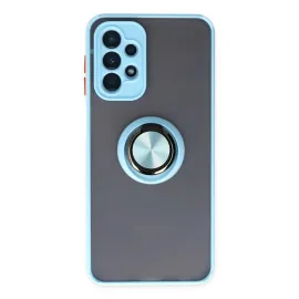Newface Samsung Galaxy A23 4G Kılıf Montreal Yüzüklü Silikon Kapak - Buz Mavi