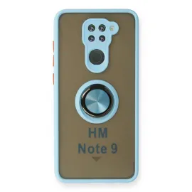 Newface Xiaomi Redmi Note 9 Kılıf Montreal Yüzüklü Silikon Kapak - Buz Mavi
