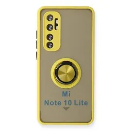 Newface Xiaomi Mi Note 10 Lite Kılıf Montreal Yüzüklü Silikon Kapak - Sarı