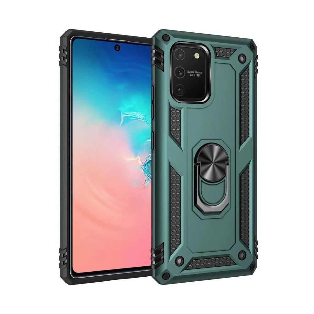Newface Samsung Galaxy A91 / S10 Lite Kılıf Sofya Yüzüklü Silikon Kapak - Yeşil