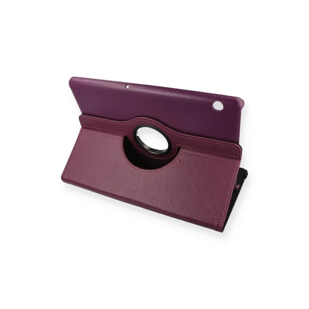 Newface Huawei MediaPad T5 10 Kılıf 360 Tablet Deri Kılıf - Mürdüm