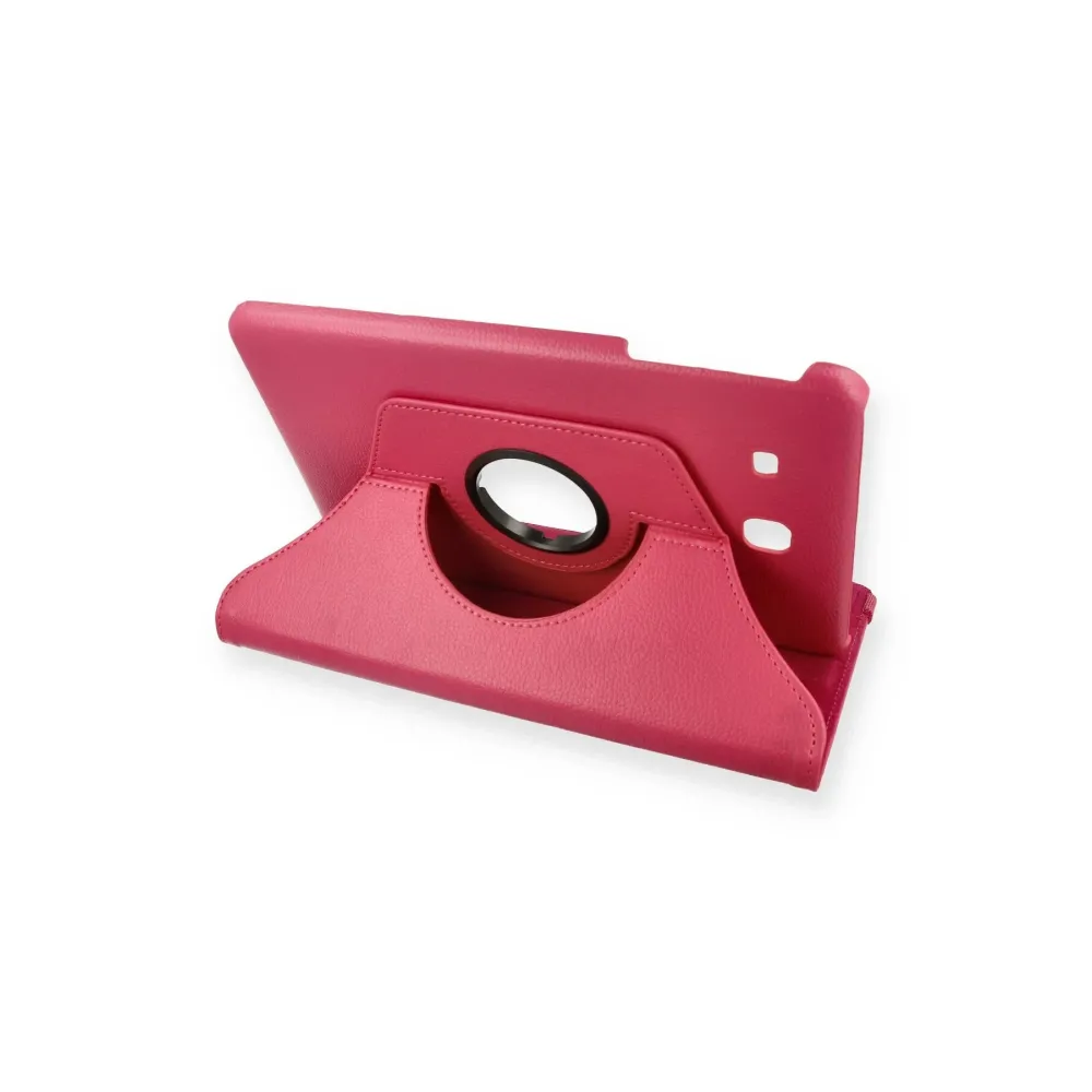 Newface Samsung Galaxy T560 Tab E 9.7 Kılıf 360 Tablet Deri Kılıf - Pembe