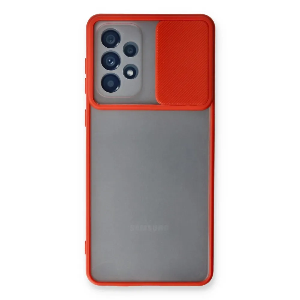 Newface Samsung Galaxy A53 5G Kılıf Palm Buzlu Kamera Sürgülü Silikon - Kırmızı