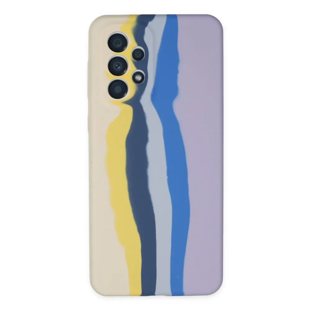 Newface Samsung Galaxy A53 5G Kılıf Ebruli Lansman Silikon - Sarı-Lila