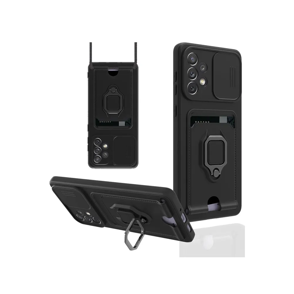 Newface Samsung Galaxy A33 5G Kılıf Zuma Kartvizitli Yüzüklü Silikon - Siyah