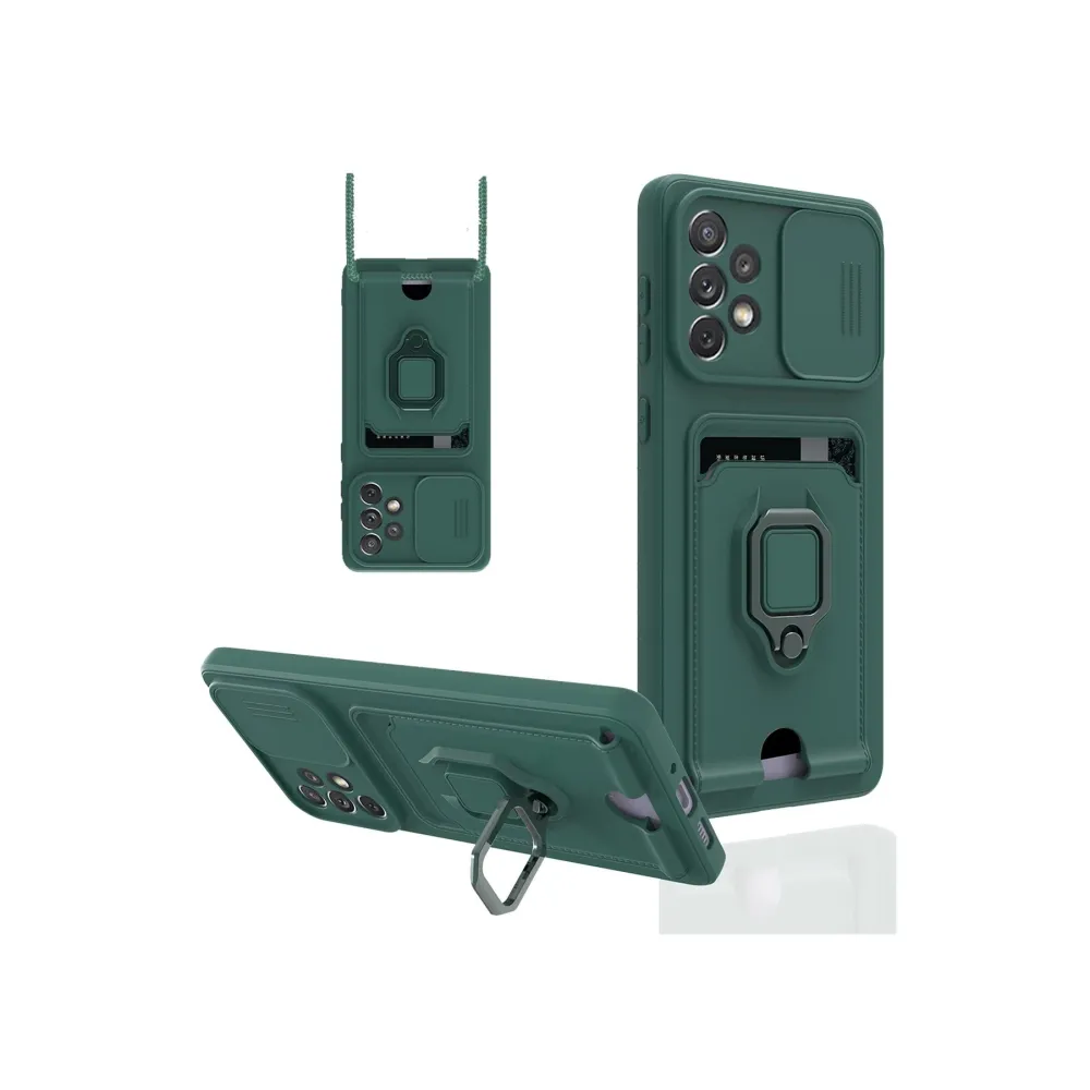 Newface Samsung Galaxy A33 5G Kılıf Zuma Kartvizitli Yüzüklü Silikon - Yeşil