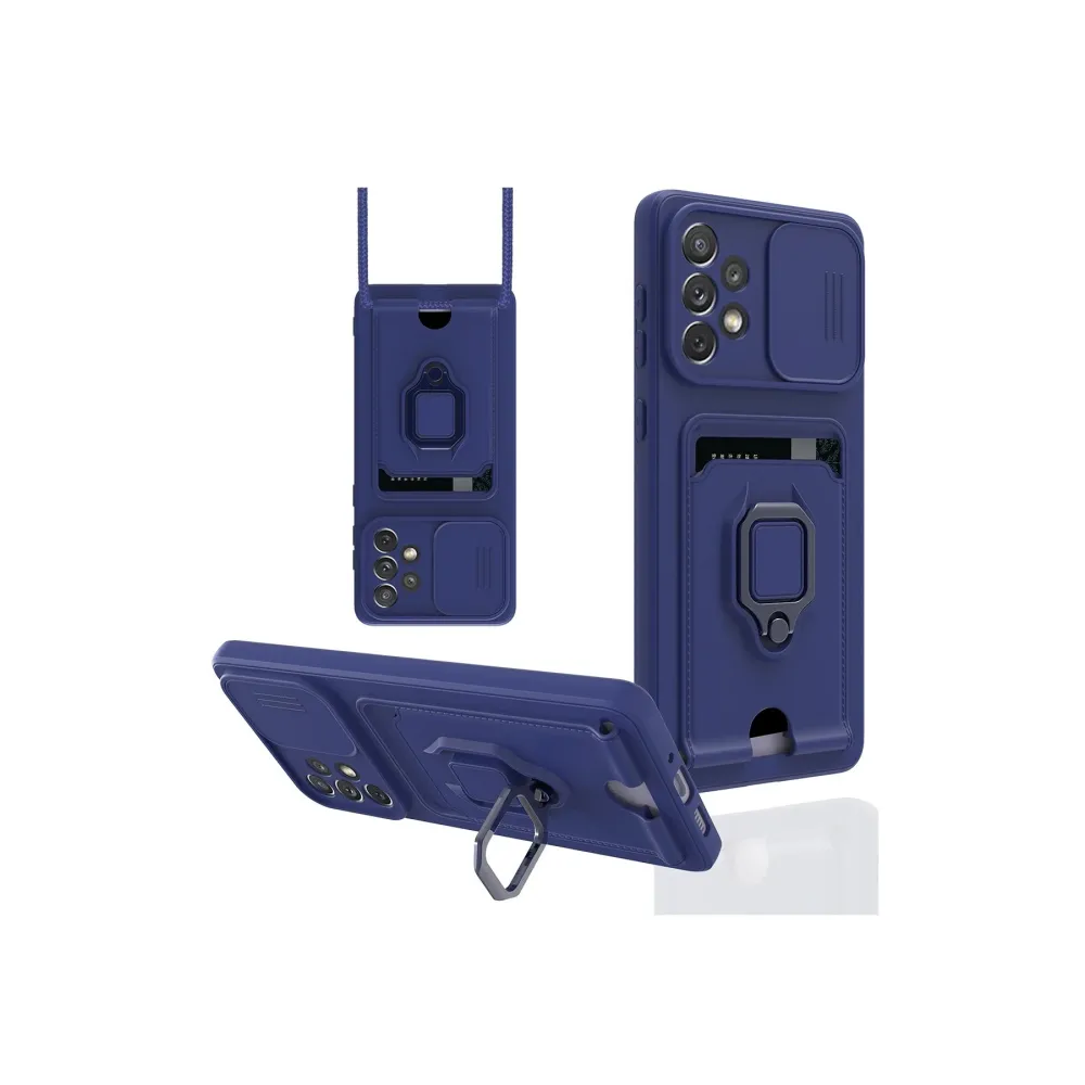 Newface Samsung Galaxy A53 5G Kılıf Zuma Kartvizitli Yüzüklü Silikon - Lacivert