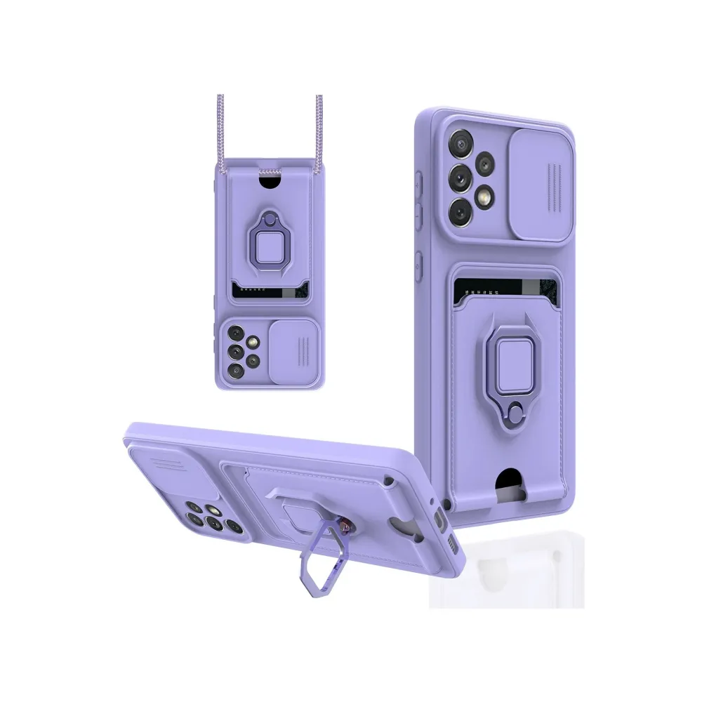 Newface Samsung Galaxy A53 5G Kılıf Zuma Kartvizitli Yüzüklü Silikon - Lila