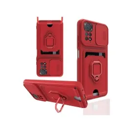 Newface Xiaomi Redmi Note 11 Kılıf Zuma Kartvizitli Yüzüklü Silikon - Kırmızı