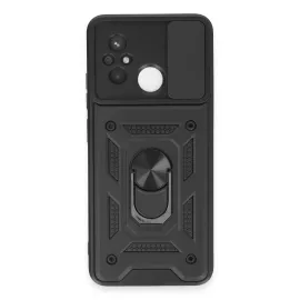 Newface Xiaomi Redmi 12C Kılıf Pars Lens Yüzüklü Silikon - Siyah