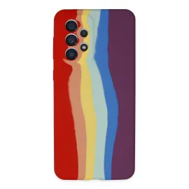 Newface Samsung Galaxy A73 5G Kılıf Ebruli Lansman Silikon - Kırmızı-Mor