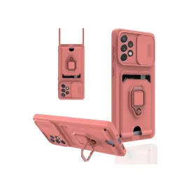 Newface Samsung Galaxy A73 5G Kılıf Zuma Kartvizitli Yüzüklü Silikon - Pembe