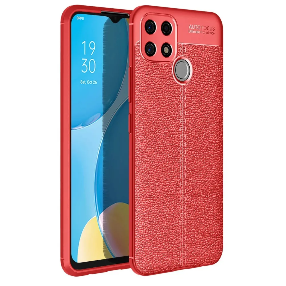 Newface Oppo A15 Kılıf Auto Focus Kapak - Kırmızı