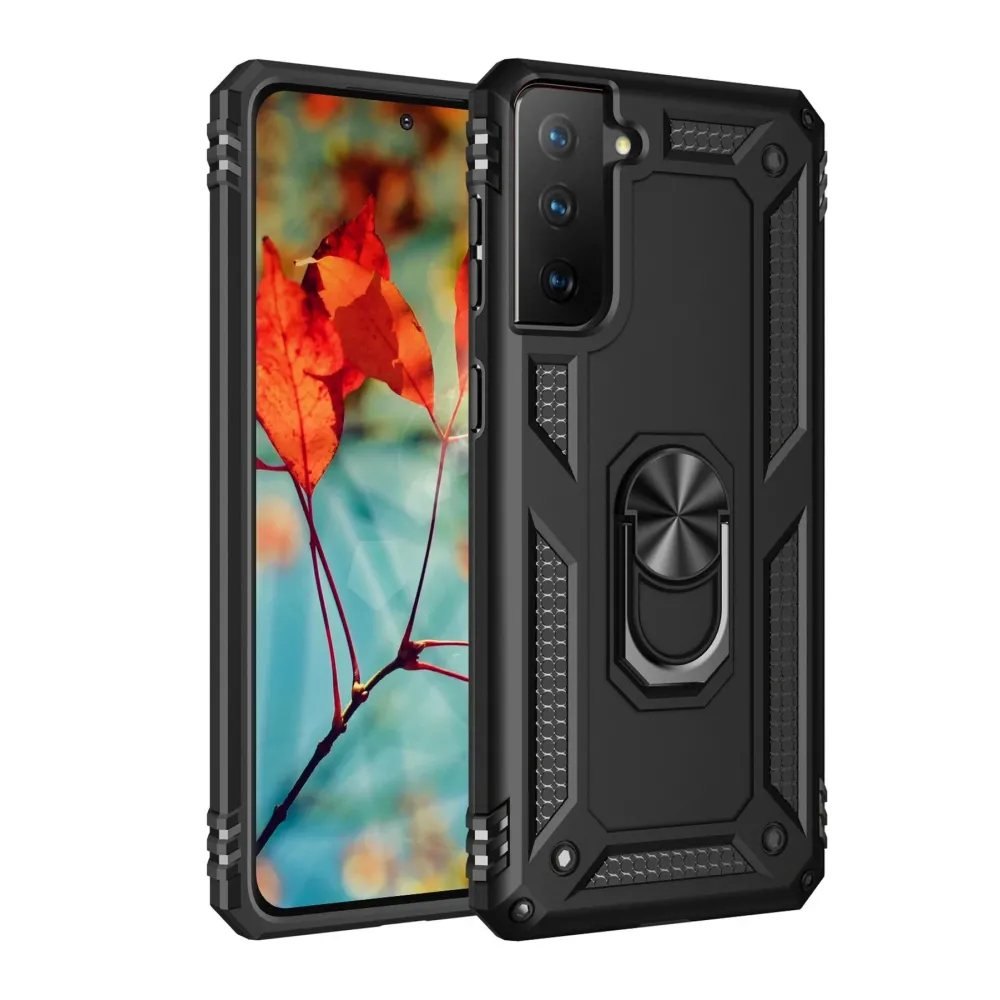 Newface Samsung Galaxy S21 Kılıf Sofya Yüzüklü Silikon Kapak - Siyah