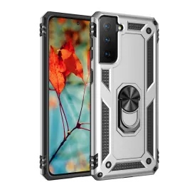 Newface Samsung Galaxy S21 Kılıf Sofya Yüzüklü Silikon Kapak - Gümüş