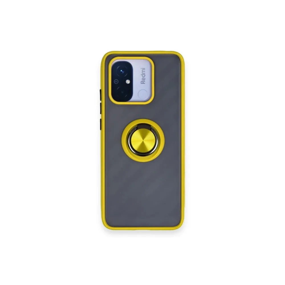 Newface Xiaomi Redmi 12C Kılıf Montreal Yüzüklü Silikon Kapak - Sarı