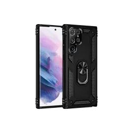 Newface Samsung Galaxy S21 Ultra Kılıf Sofya Yüzüklü Silikon Kapak - Siyah