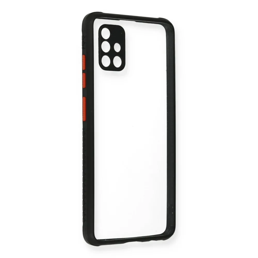 Newface Samsung Galaxy A71 Kılıf Miami Şeffaf Silikon - Siyah