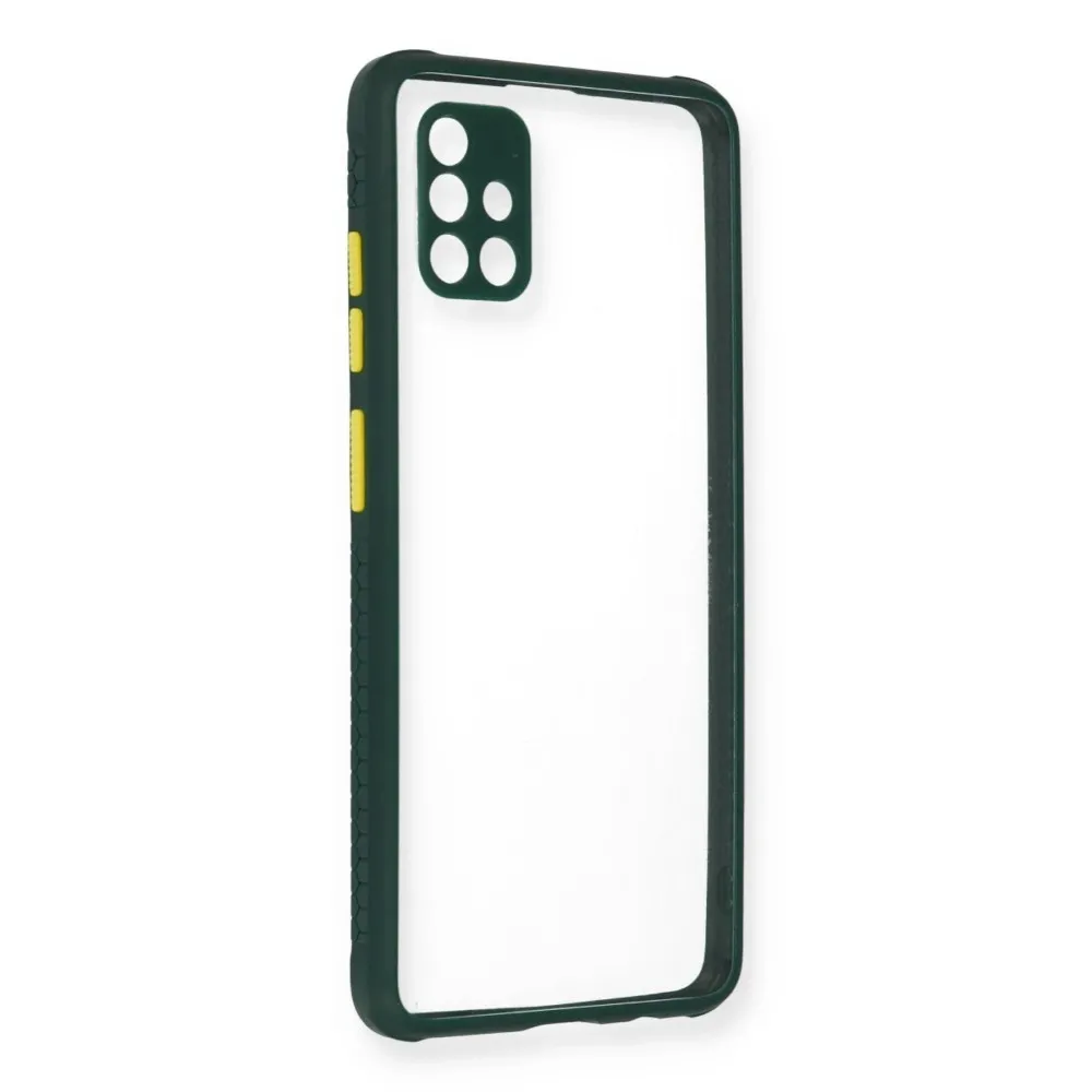 Newface Samsung Galaxy A71 Kılıf Miami Şeffaf Silikon - Koyu Yeşil