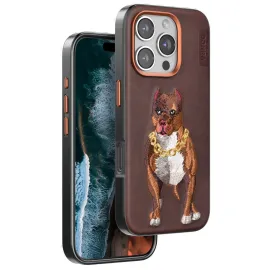 Venco Iphone 16 Pro Perma Desenli Kapak - Kahverengi