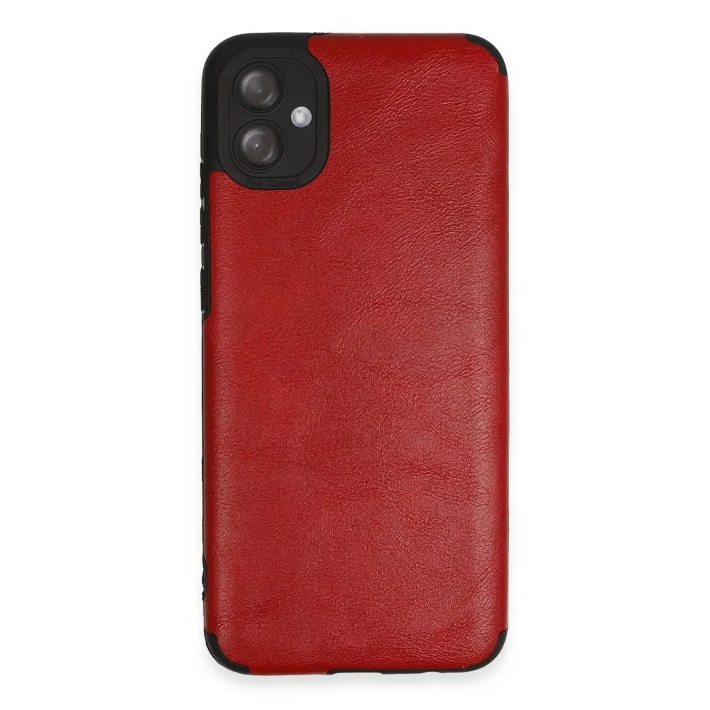 Newface Samsung Galaxy A04E Kılıf Loop Deri Silikon - Kırmızı