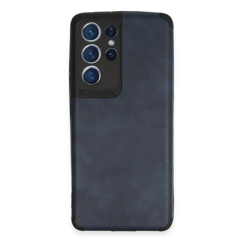 Newface Samsung Galaxy S21 Ultra Kılıf Loop Deri Silikon - Lacivert