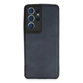 Newface Samsung Galaxy S21 Ultra Kılıf Loop Deri Silikon - Lacivert