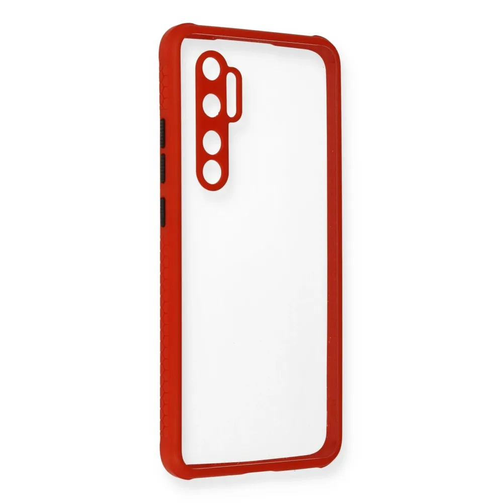 Newface Xiaomi Mi Note 10 Lite Kılıf Miami Şeffaf Silikon - Kırmızı