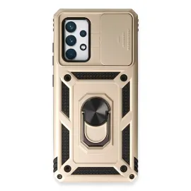 Newface Samsung Galaxy A73 5G Kılıf Pars Lens Yüzüklü Silikon - Gold