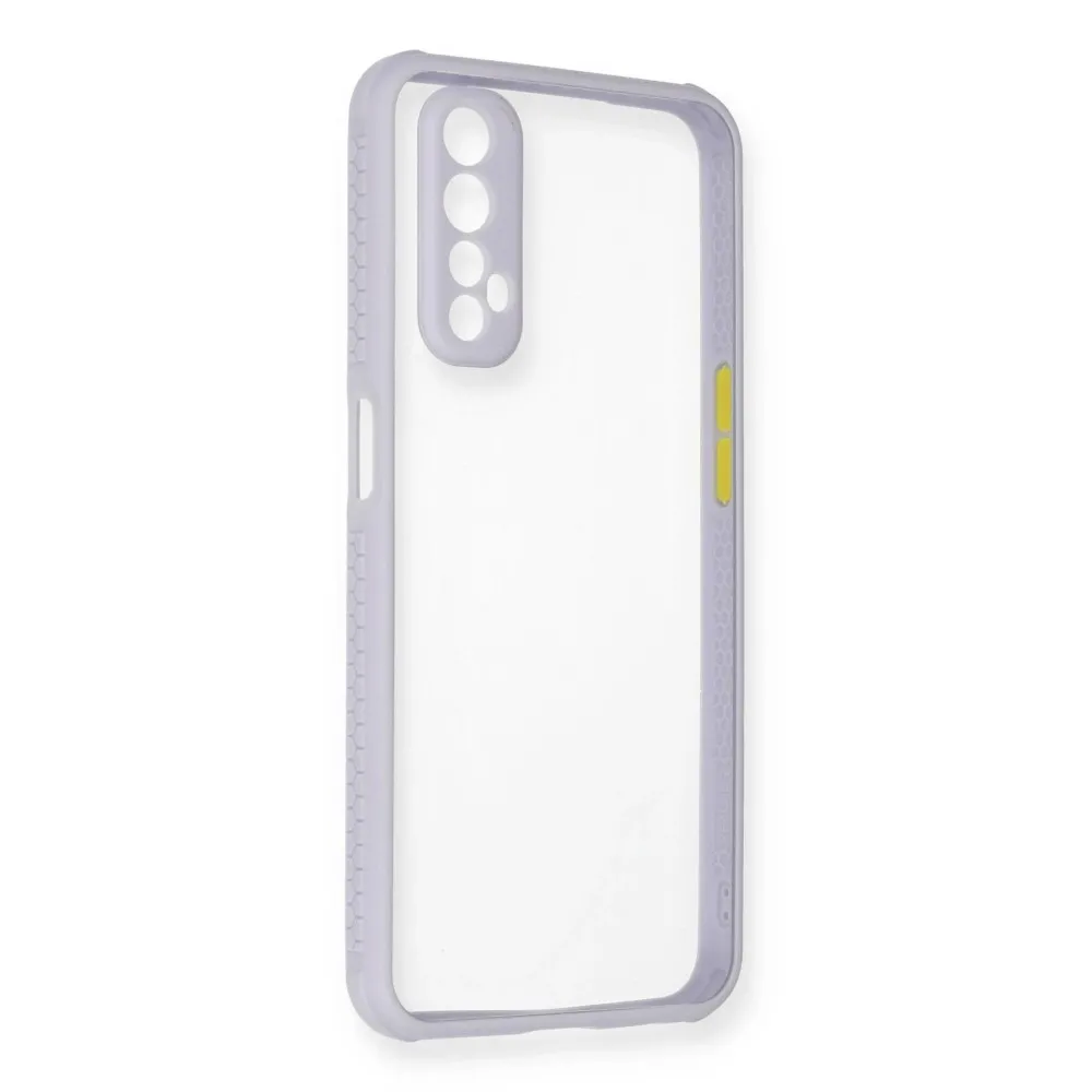 Newface Realme 7 Kılıf Miami Şeffaf Silikon - Lila