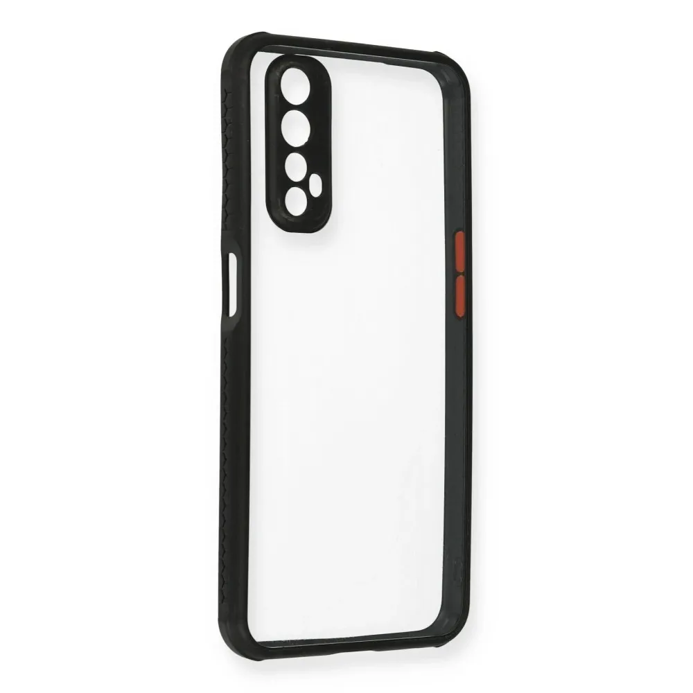 Newface Realme 7 Kılıf Miami Şeffaf Silikon - Siyah
